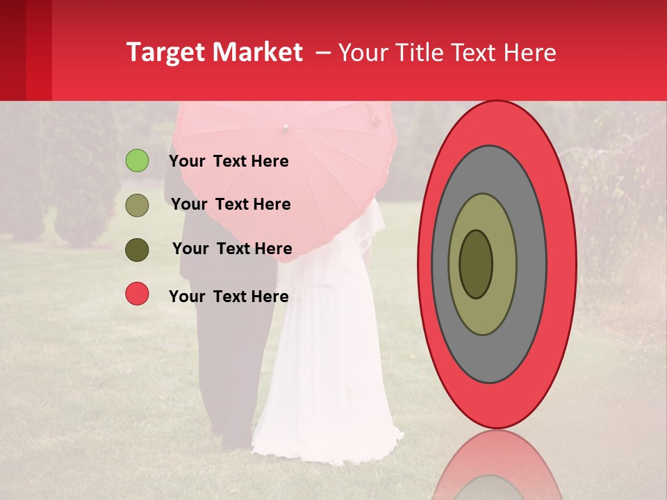 A Bride And Groom Holding A Red Umbrella PowerPoint Template