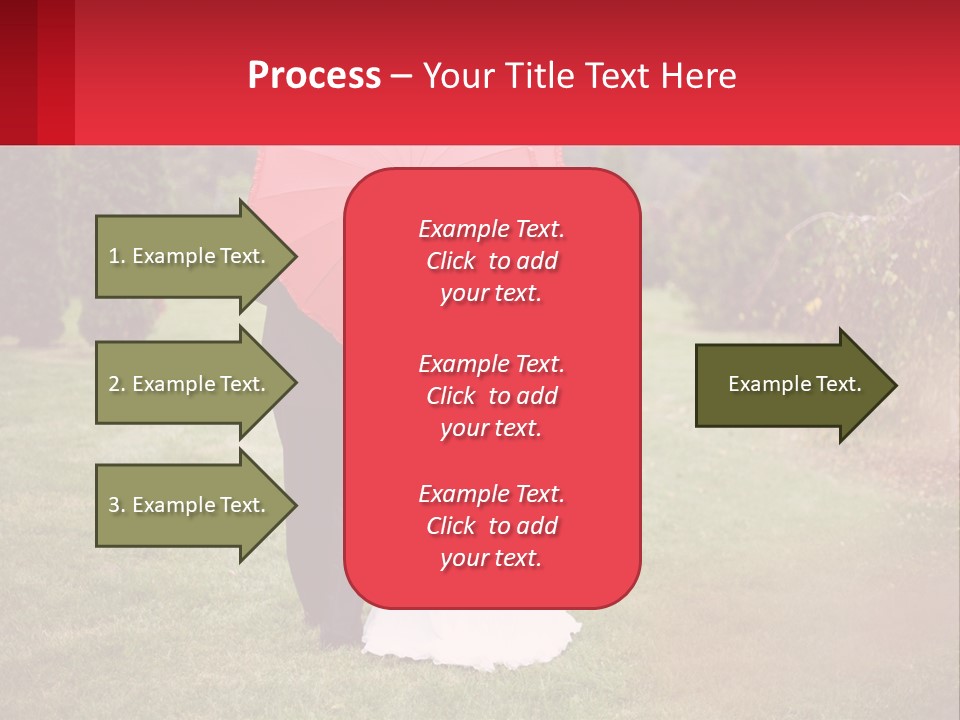 A Bride And Groom Holding A Red Umbrella PowerPoint Template