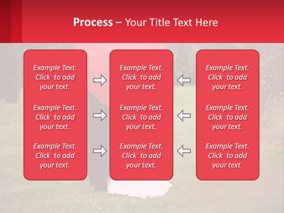 A Bride And Groom Holding A Red Umbrella PowerPoint Template