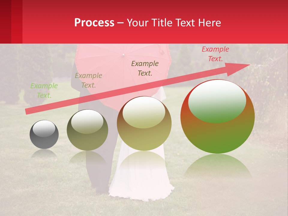A Bride And Groom Holding A Red Umbrella PowerPoint Template