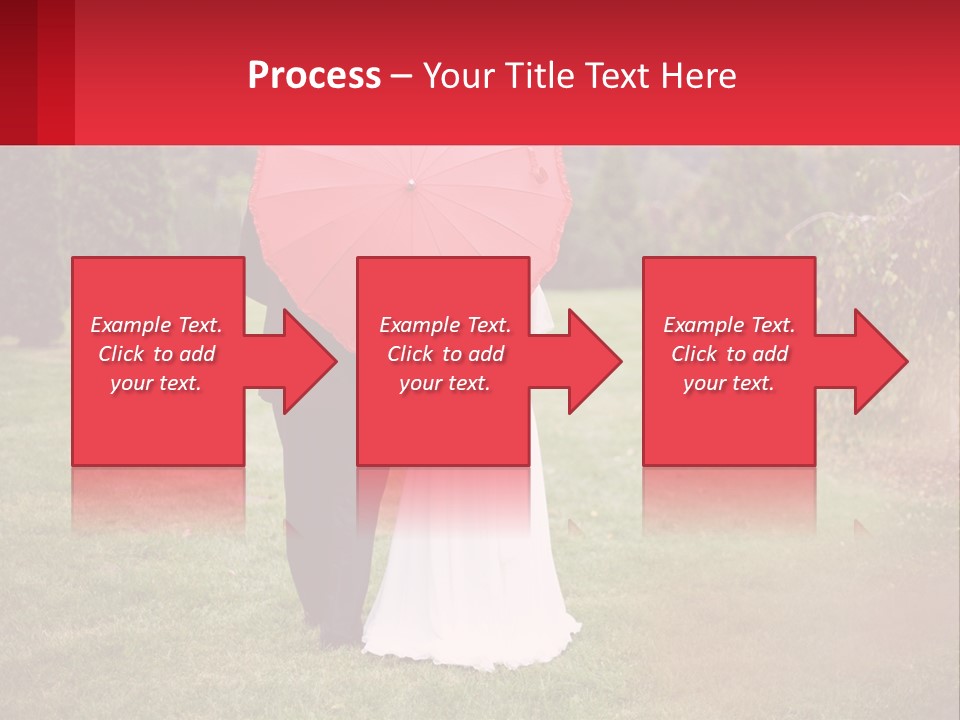 A Bride And Groom Holding A Red Umbrella PowerPoint Template