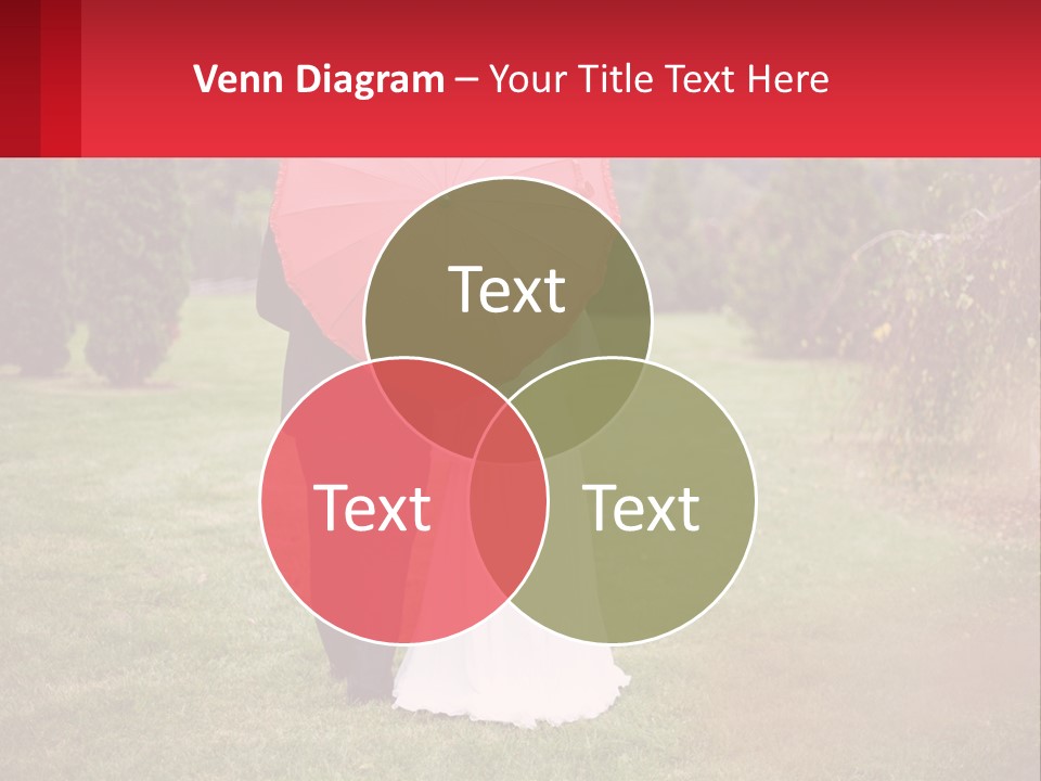 A Bride And Groom Holding A Red Umbrella PowerPoint Template