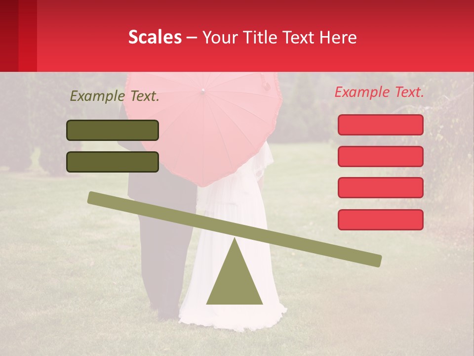 A Bride And Groom Holding A Red Umbrella PowerPoint Template
