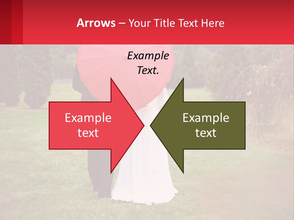 A Bride And Groom Holding A Red Umbrella PowerPoint Template