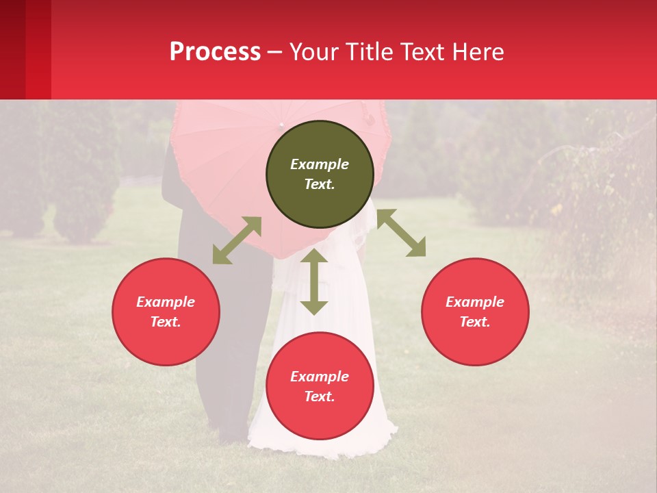 A Bride And Groom Holding A Red Umbrella PowerPoint Template