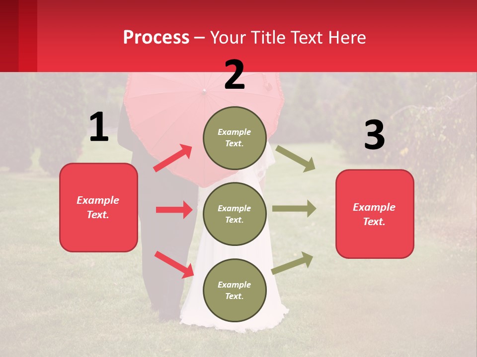 A Bride And Groom Holding A Red Umbrella PowerPoint Template