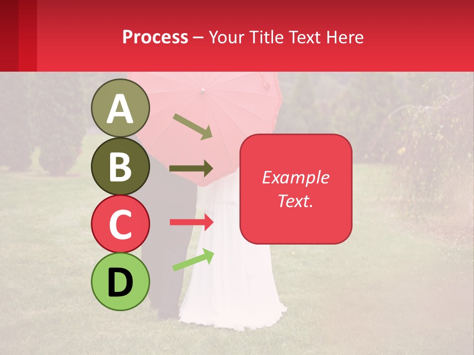 A Bride And Groom Holding A Red Umbrella PowerPoint Template