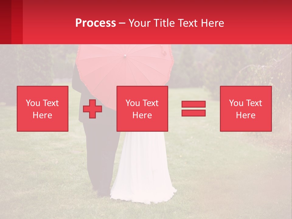 A Bride And Groom Holding A Red Umbrella PowerPoint Template