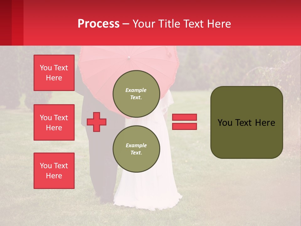A Bride And Groom Holding A Red Umbrella PowerPoint Template
