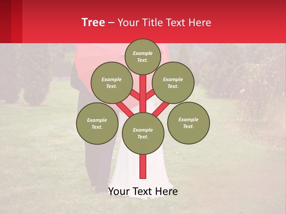 A Bride And Groom Holding A Red Umbrella PowerPoint Template