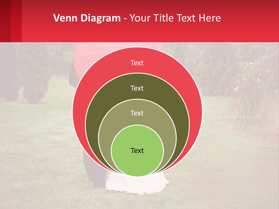 A Bride And Groom Holding A Red Umbrella PowerPoint Template