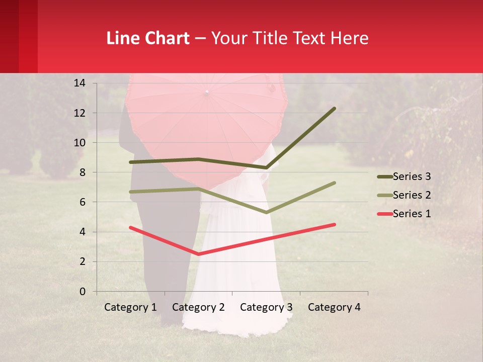 A Bride And Groom Holding A Red Umbrella PowerPoint Template