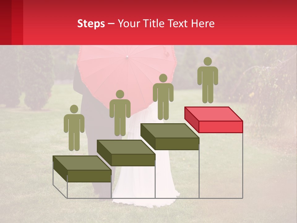 A Bride And Groom Holding A Red Umbrella PowerPoint Template