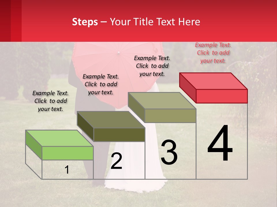 A Bride And Groom Holding A Red Umbrella PowerPoint Template