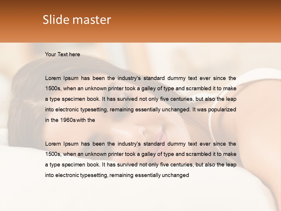 A Woman Sleeping On A Bed With Her Eyes Closed PowerPoint Template