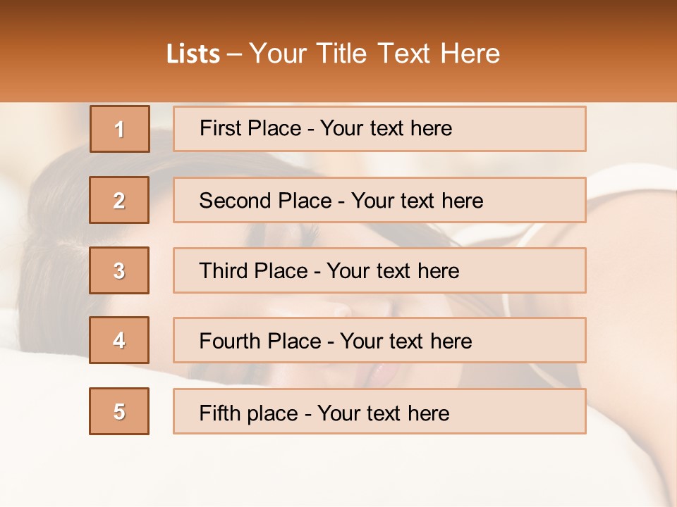 A Woman Sleeping On A Bed With Her Eyes Closed PowerPoint Template