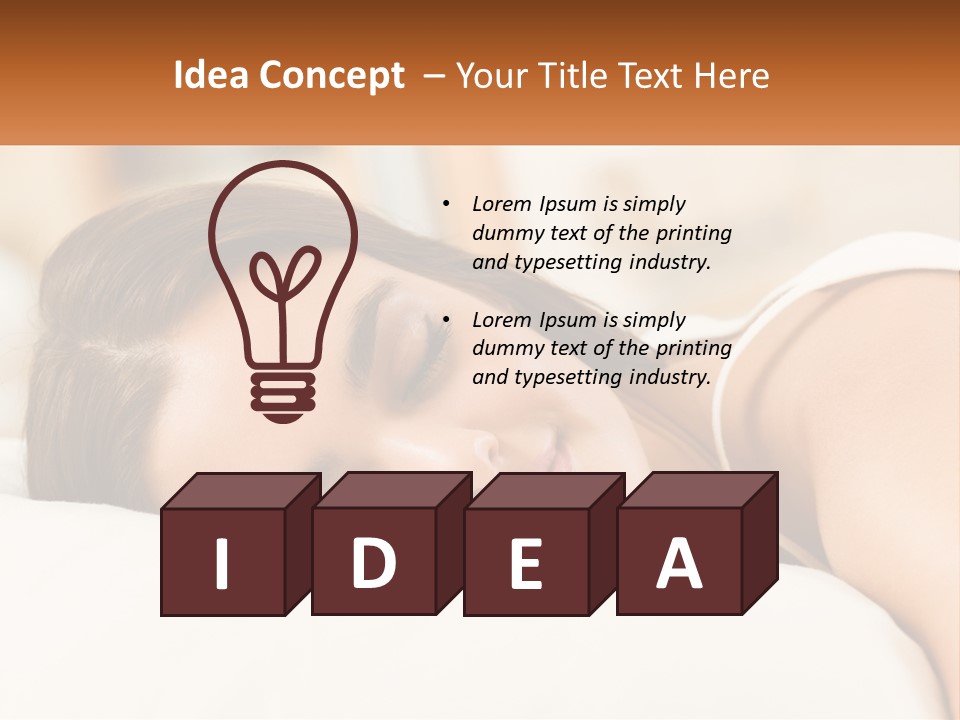 A Woman Sleeping On A Bed With Her Eyes Closed PowerPoint Template