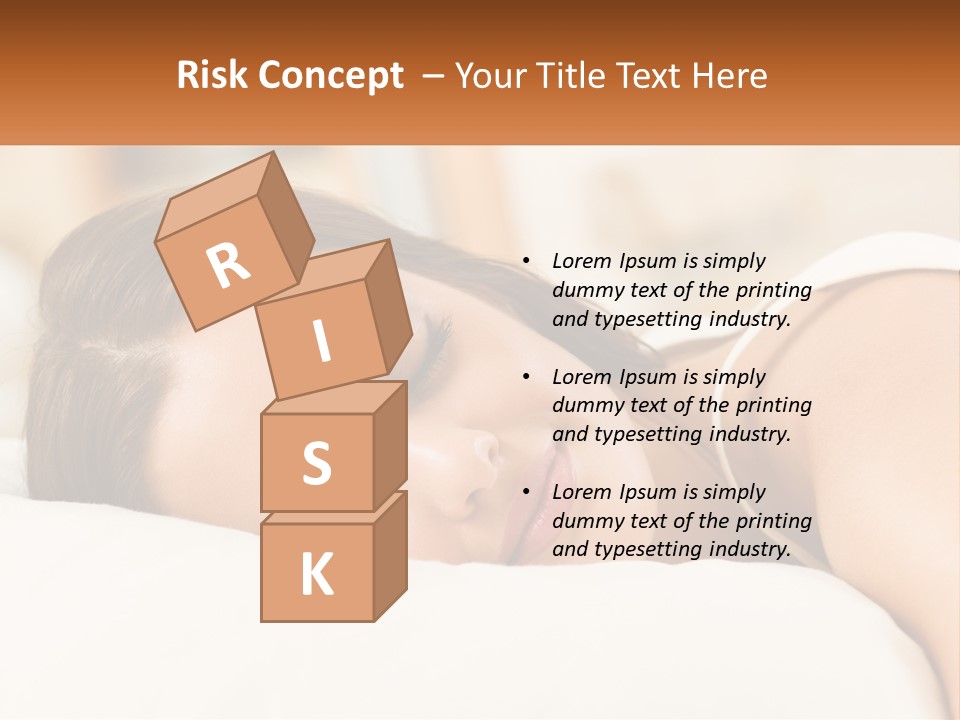 A Woman Sleeping On A Bed With Her Eyes Closed PowerPoint Template