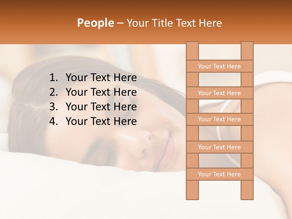 A Woman Sleeping On A Bed With Her Eyes Closed PowerPoint Template