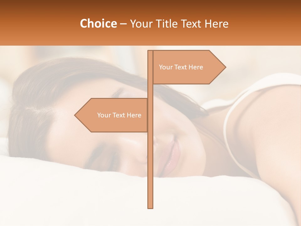 A Woman Sleeping On A Bed With Her Eyes Closed PowerPoint Template