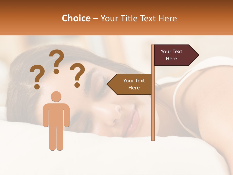 A Woman Sleeping On A Bed With Her Eyes Closed PowerPoint Template