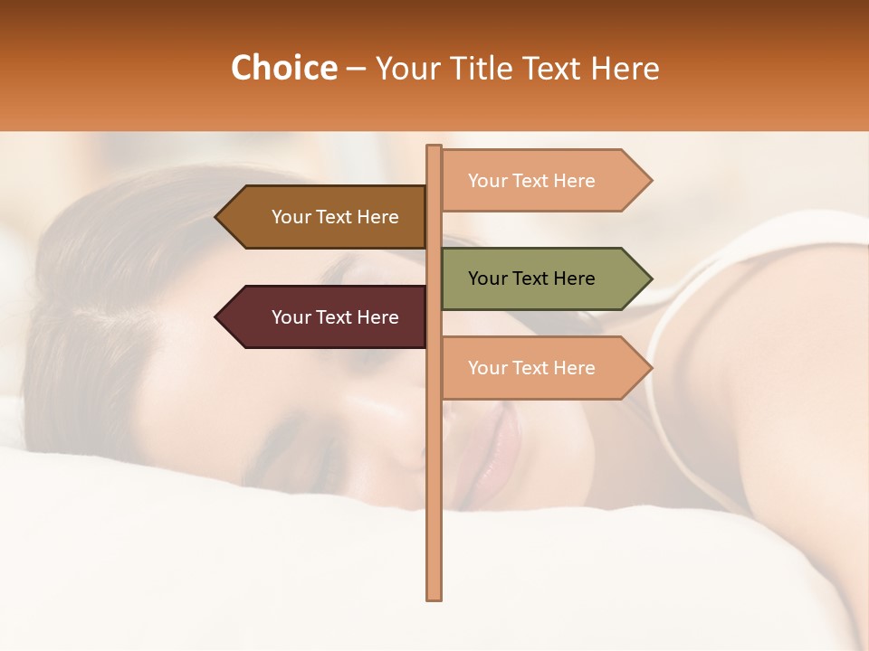 A Woman Sleeping On A Bed With Her Eyes Closed PowerPoint Template