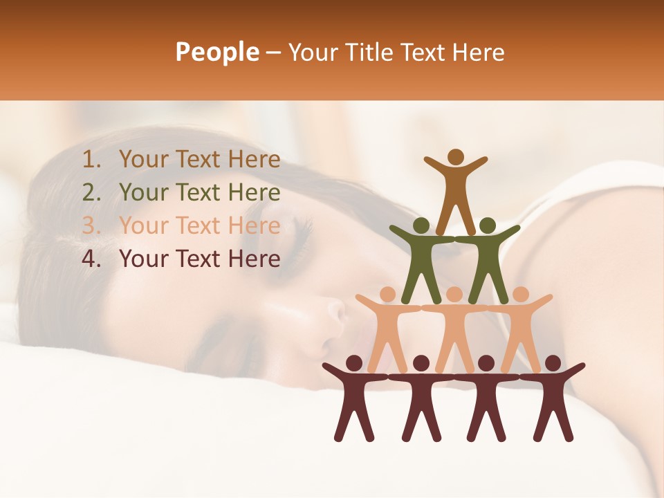 A Woman Sleeping On A Bed With Her Eyes Closed PowerPoint Template