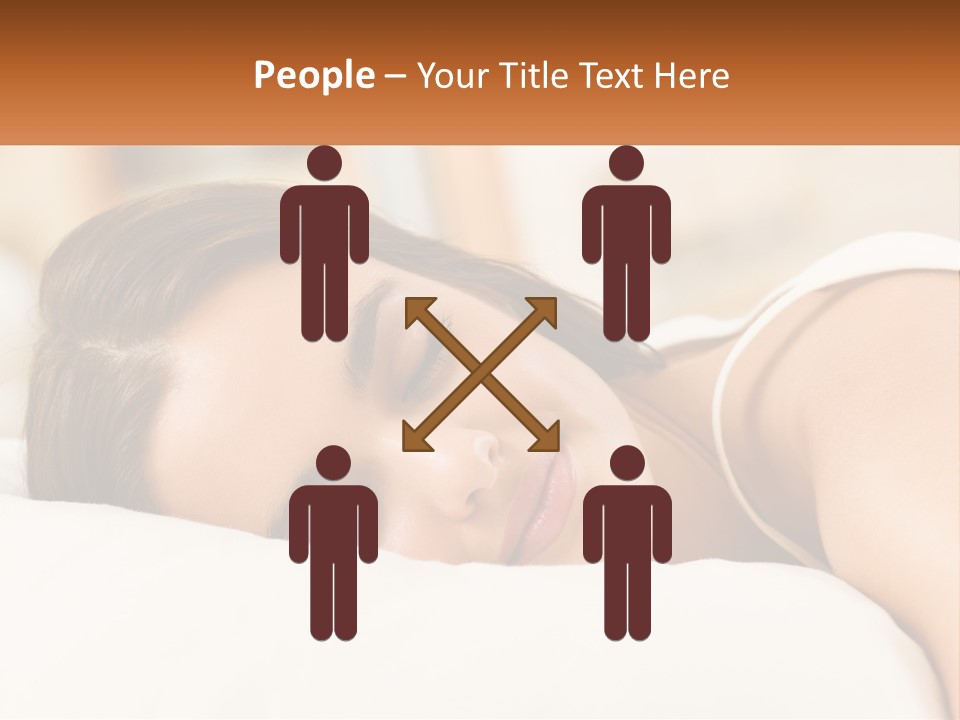 A Woman Sleeping On A Bed With Her Eyes Closed PowerPoint Template