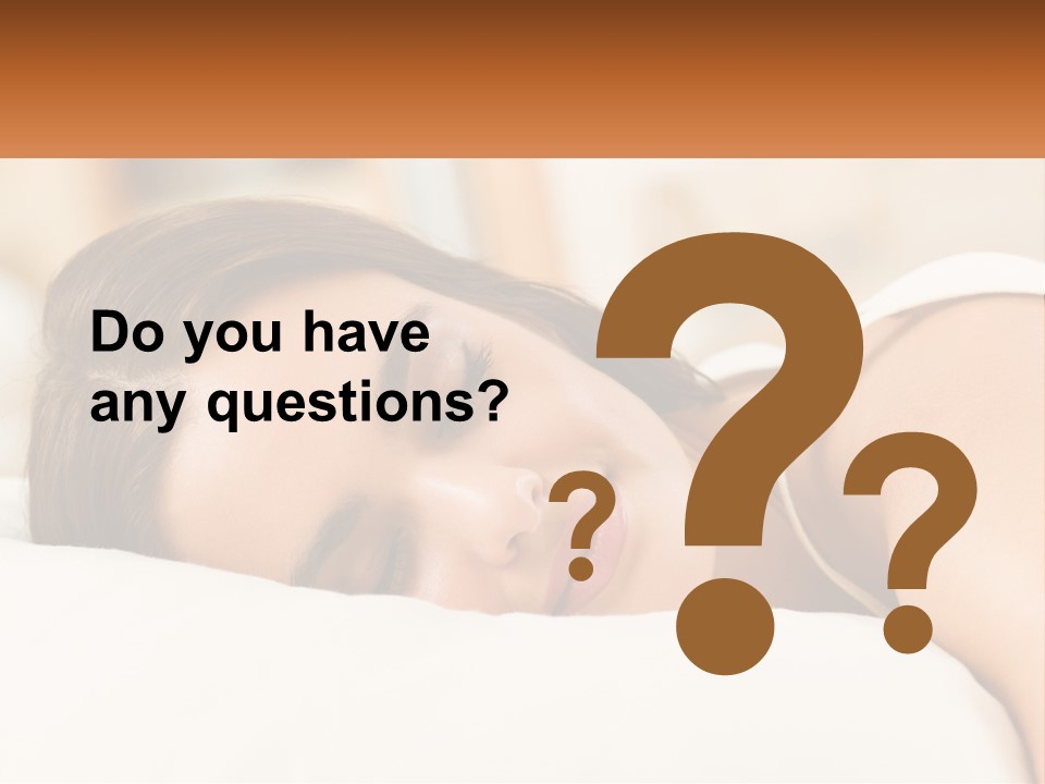 A Woman Sleeping On A Bed With Her Eyes Closed PowerPoint Template