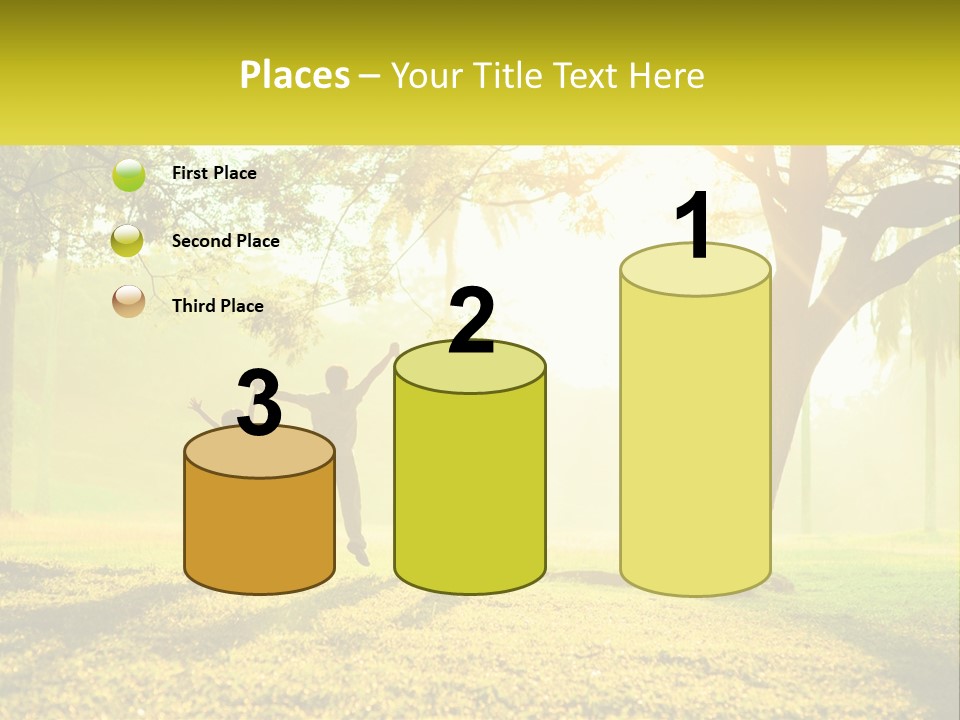 A Group Of People Standing Under A Tree With Their Arms In The Air PowerPoint Template