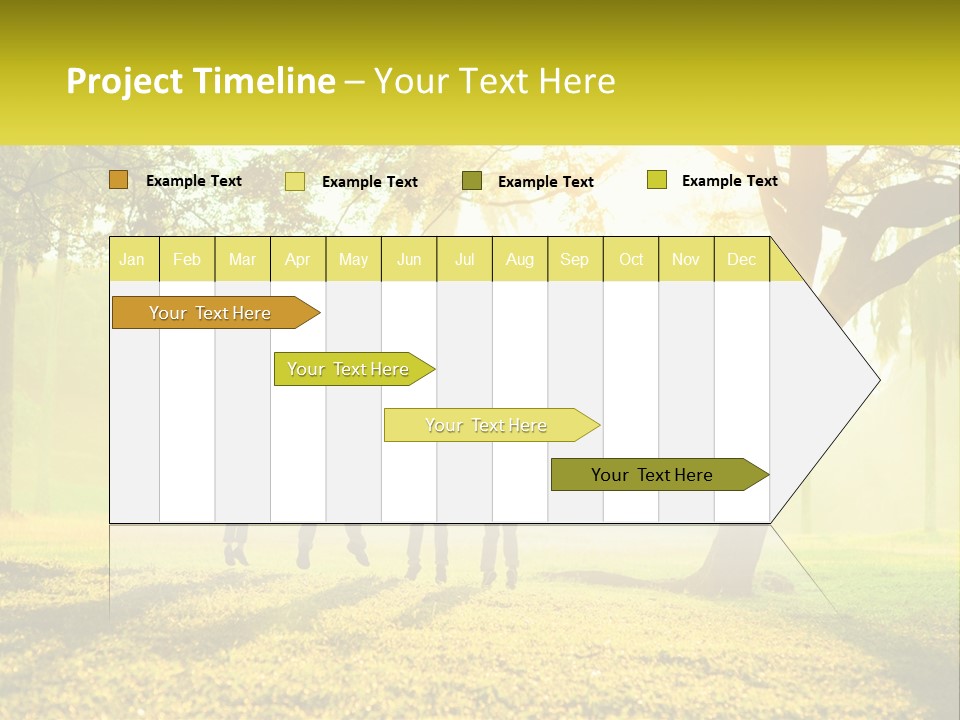 A Group Of People Standing Under A Tree With Their Arms In The Air PowerPoint Template