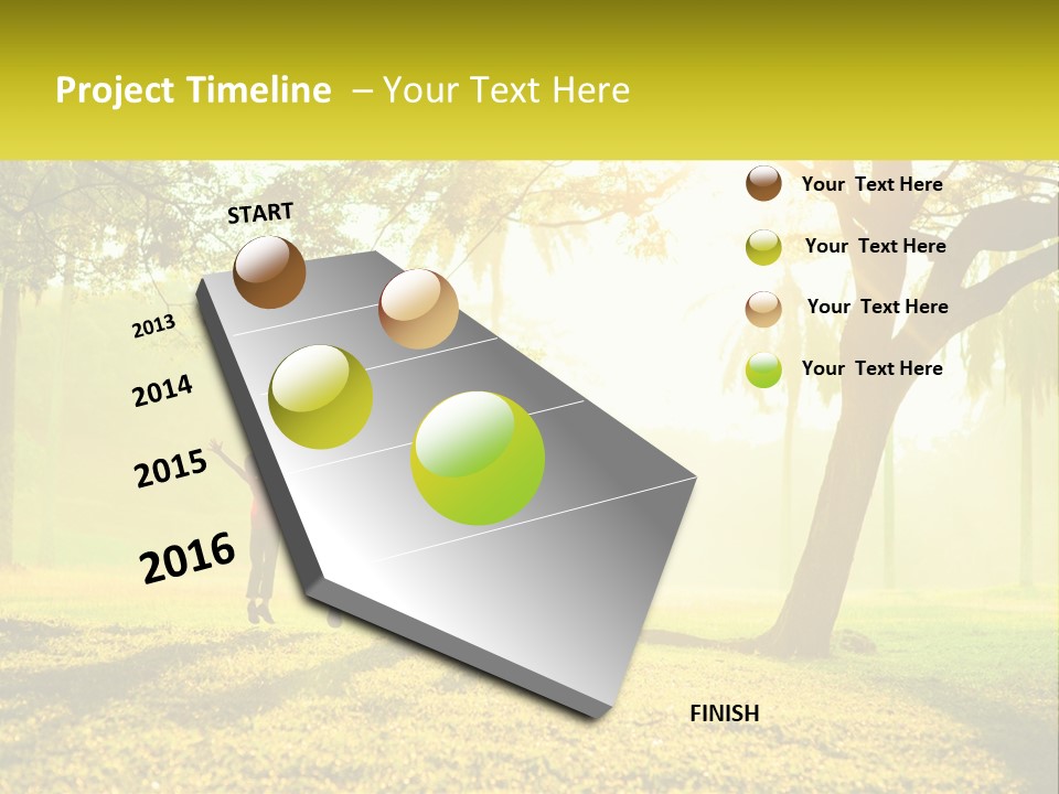 A Group Of People Standing Under A Tree With Their Arms In The Air PowerPoint Template