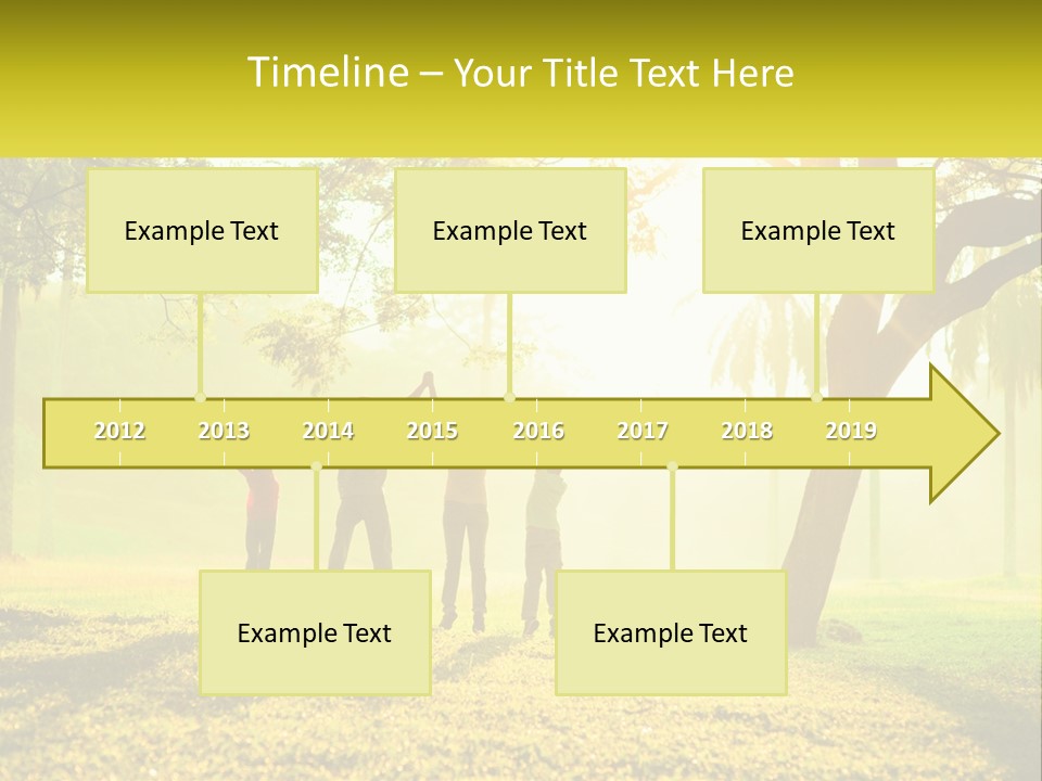 A Group Of People Standing Under A Tree With Their Arms In The Air PowerPoint Template