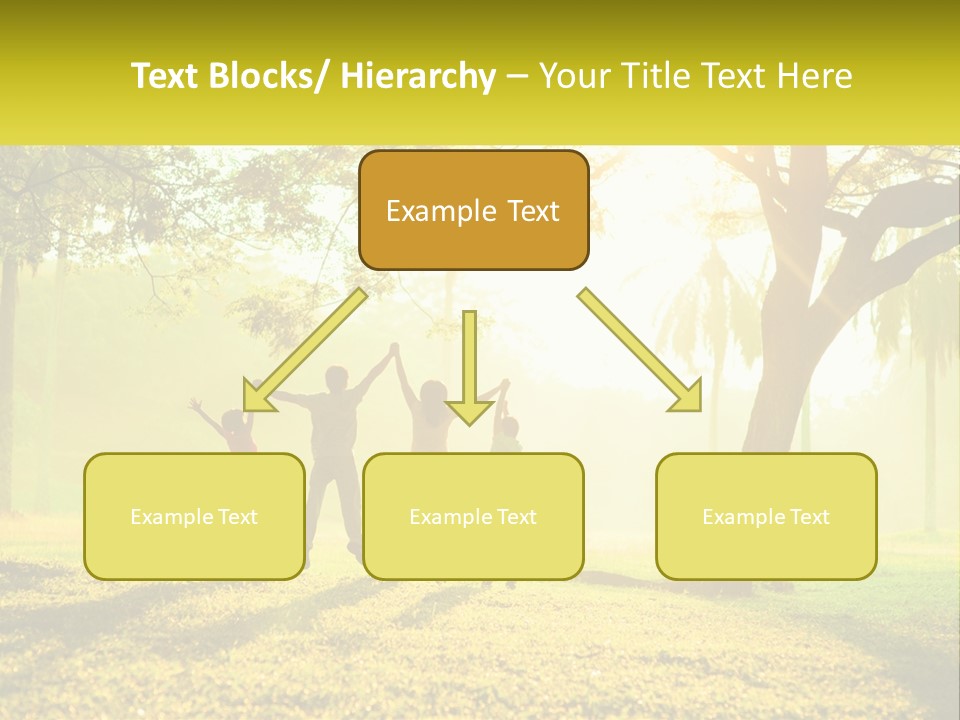 A Group Of People Standing Under A Tree With Their Arms In The Air PowerPoint Template