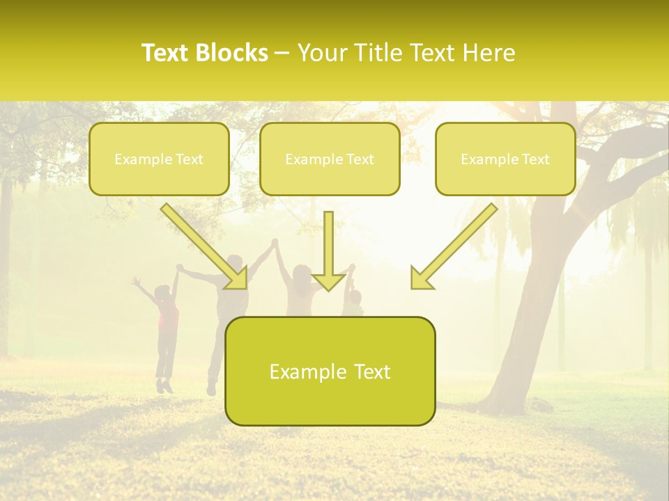 A Group Of People Standing Under A Tree With Their Arms In The Air PowerPoint Template