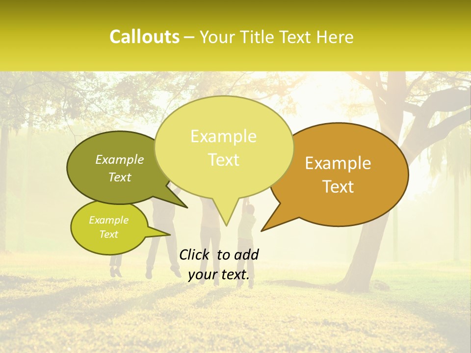 A Group Of People Standing Under A Tree With Their Arms In The Air PowerPoint Template