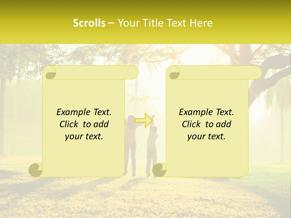 A Group Of People Standing Under A Tree With Their Arms In The Air PowerPoint Template