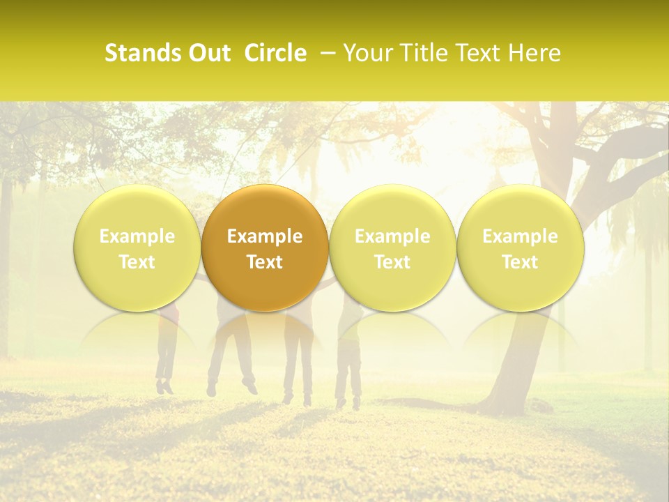 A Group Of People Standing Under A Tree With Their Arms In The Air PowerPoint Template