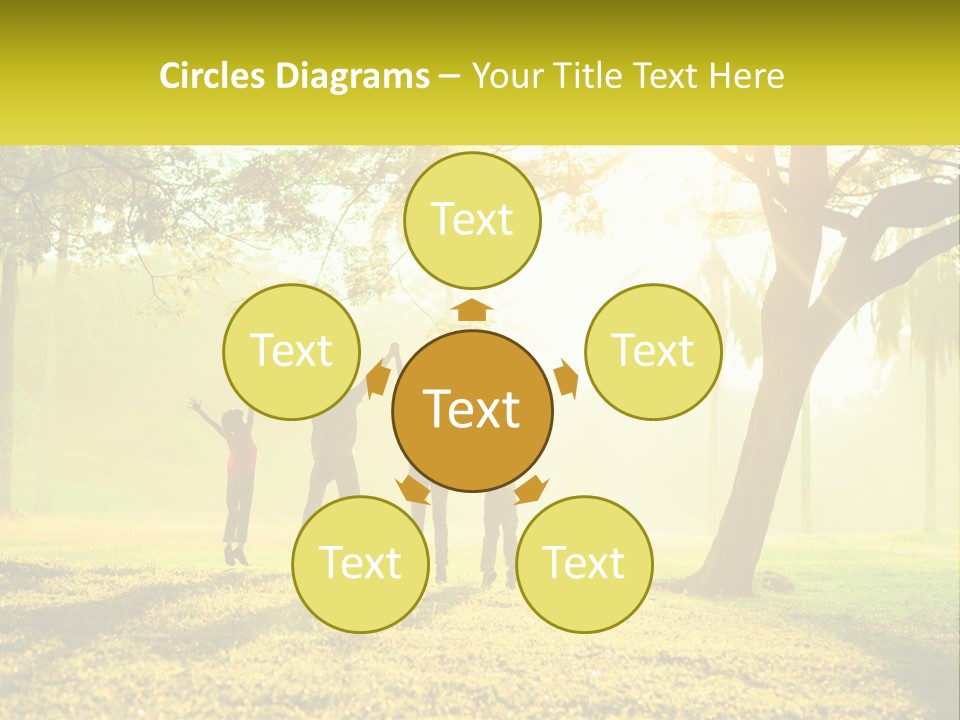 A Group Of People Standing Under A Tree With Their Arms In The Air PowerPoint Template