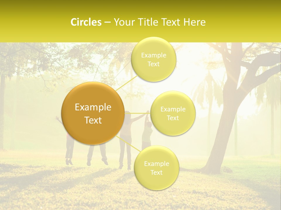 A Group Of People Standing Under A Tree With Their Arms In The Air PowerPoint Template