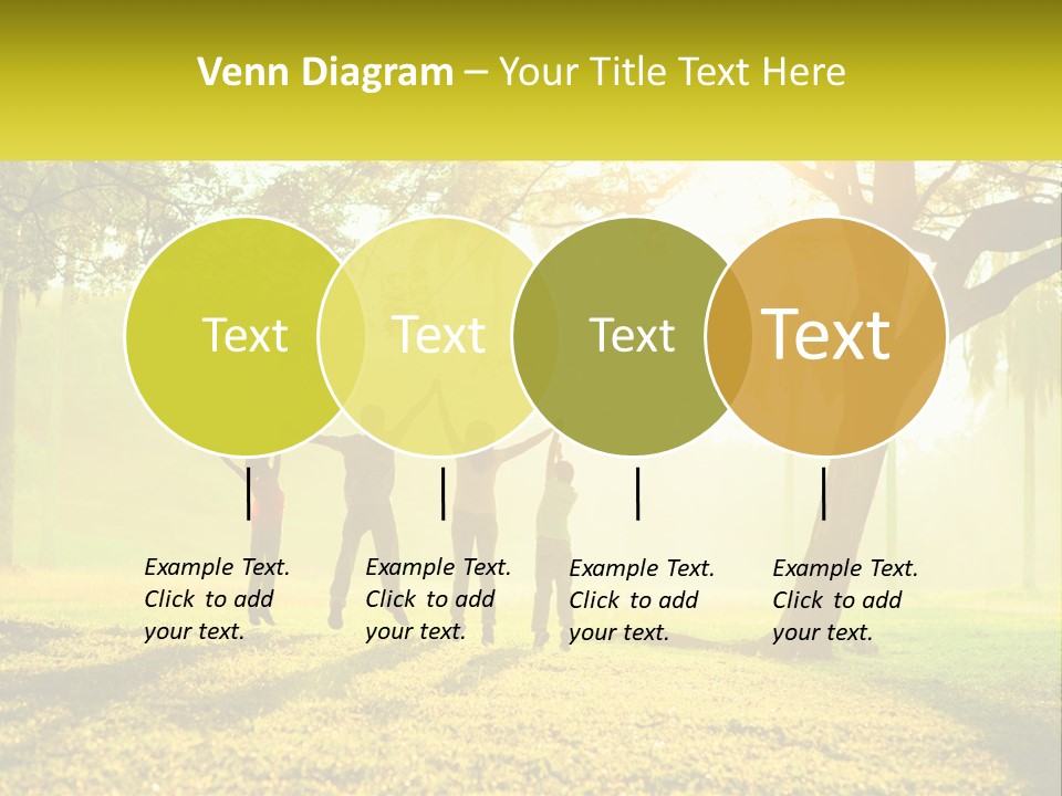 A Group Of People Standing Under A Tree With Their Arms In The Air PowerPoint Template