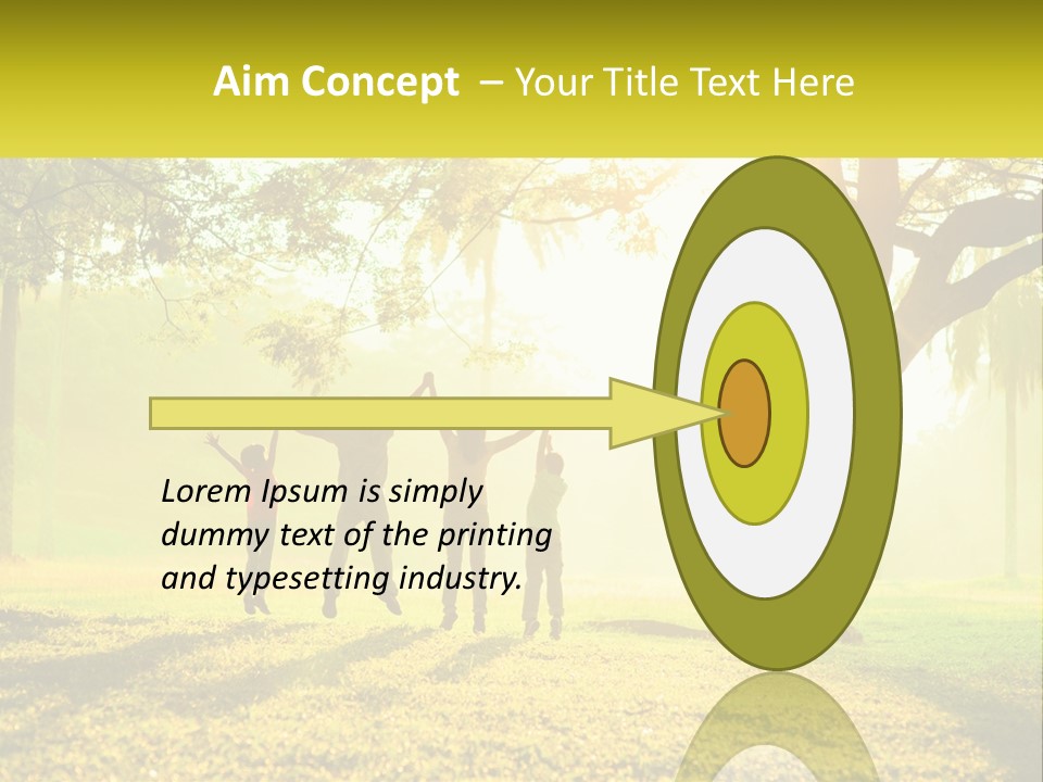 A Group Of People Standing Under A Tree With Their Arms In The Air PowerPoint Template