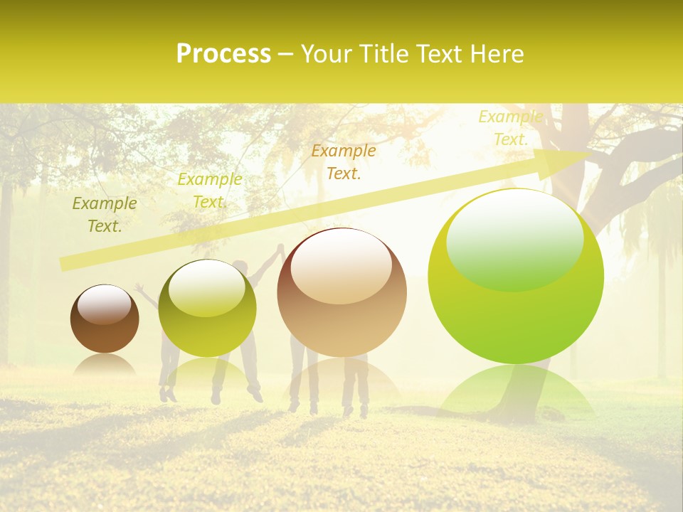 A Group Of People Standing Under A Tree With Their Arms In The Air PowerPoint Template