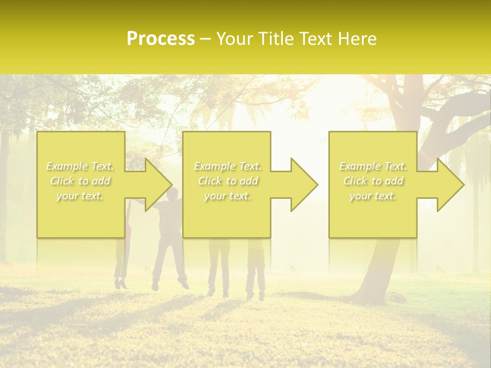 A Group Of People Standing Under A Tree With Their Arms In The Air PowerPoint Template