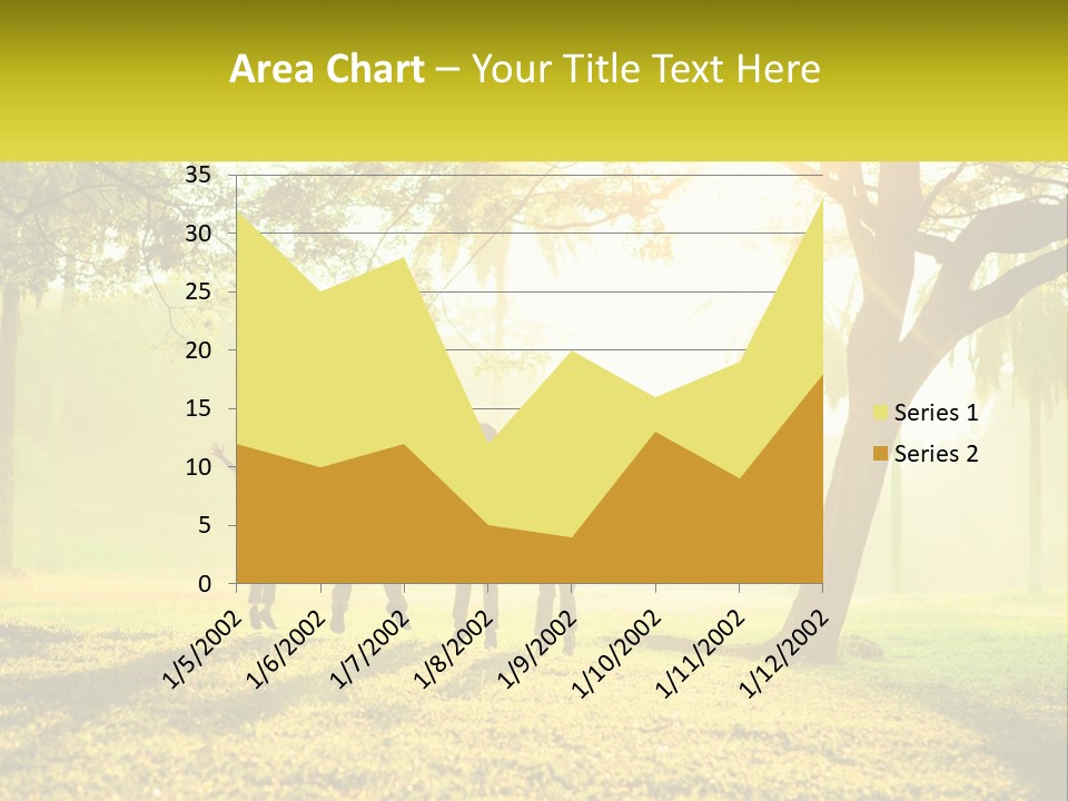 A Group Of People Standing Under A Tree With Their Arms In The Air PowerPoint Template