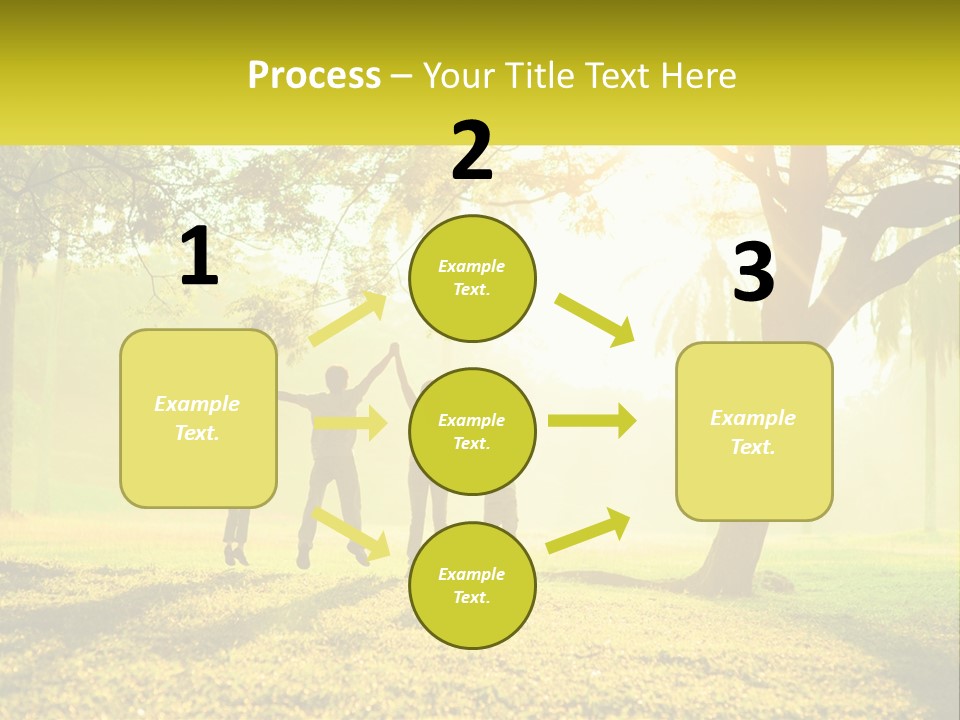A Group Of People Standing Under A Tree With Their Arms In The Air PowerPoint Template