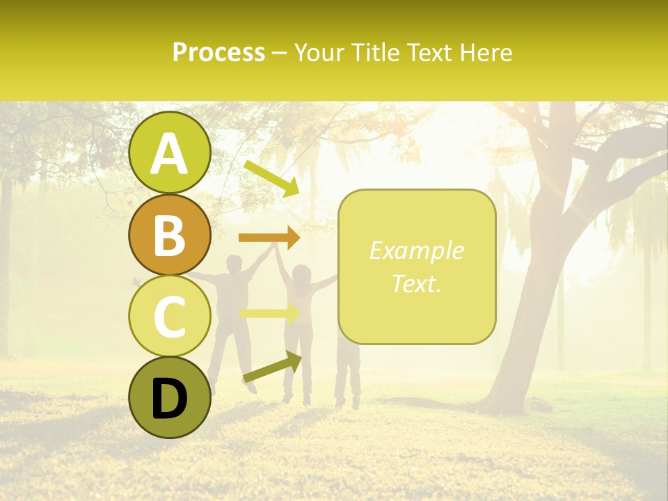 A Group Of People Standing Under A Tree With Their Arms In The Air PowerPoint Template