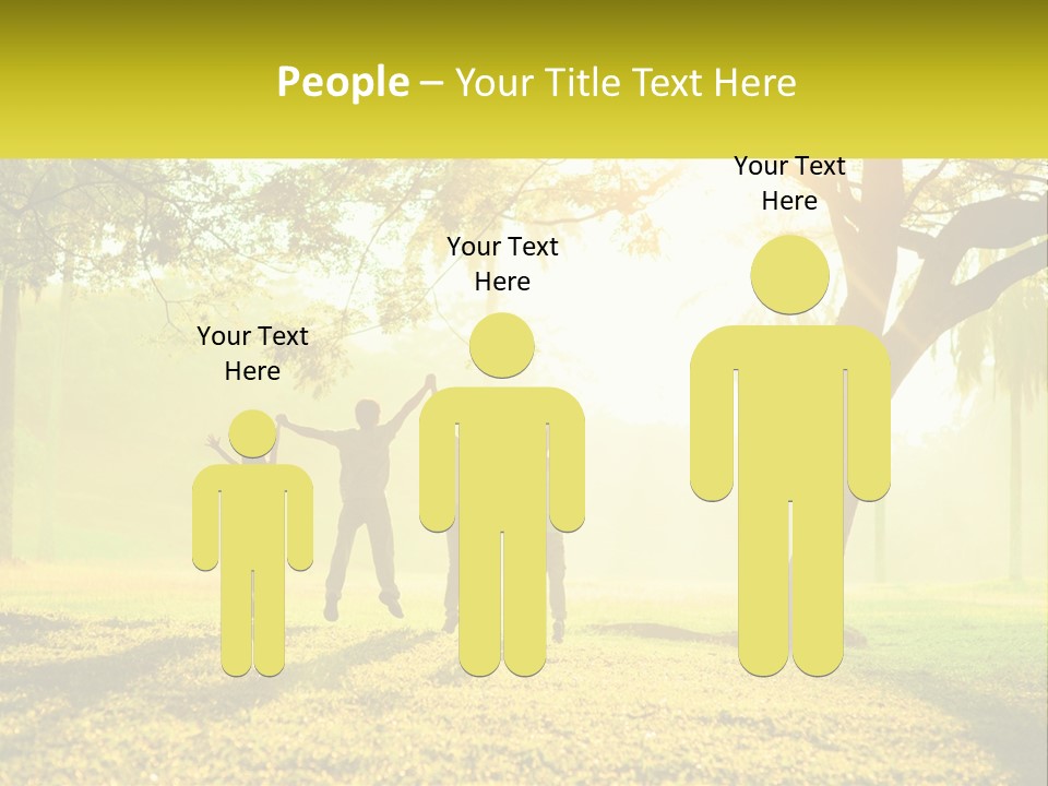 A Group Of People Standing Under A Tree With Their Arms In The Air PowerPoint Template