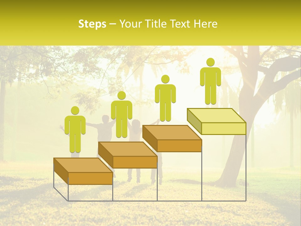 A Group Of People Standing Under A Tree With Their Arms In The Air PowerPoint Template