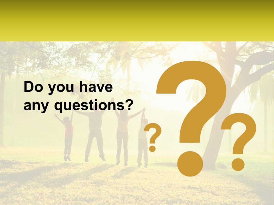 A Group Of People Standing Under A Tree With Their Arms In The Air PowerPoint Template